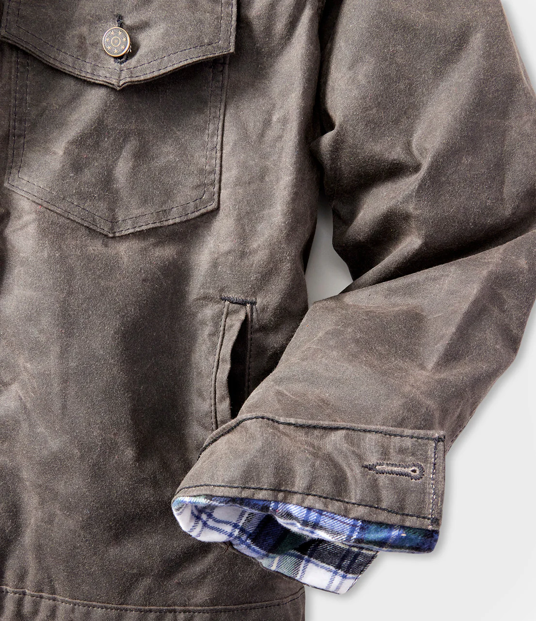 Deep Brown '91 Flannel Lined Waxed Canvas Jacket - Image 3
