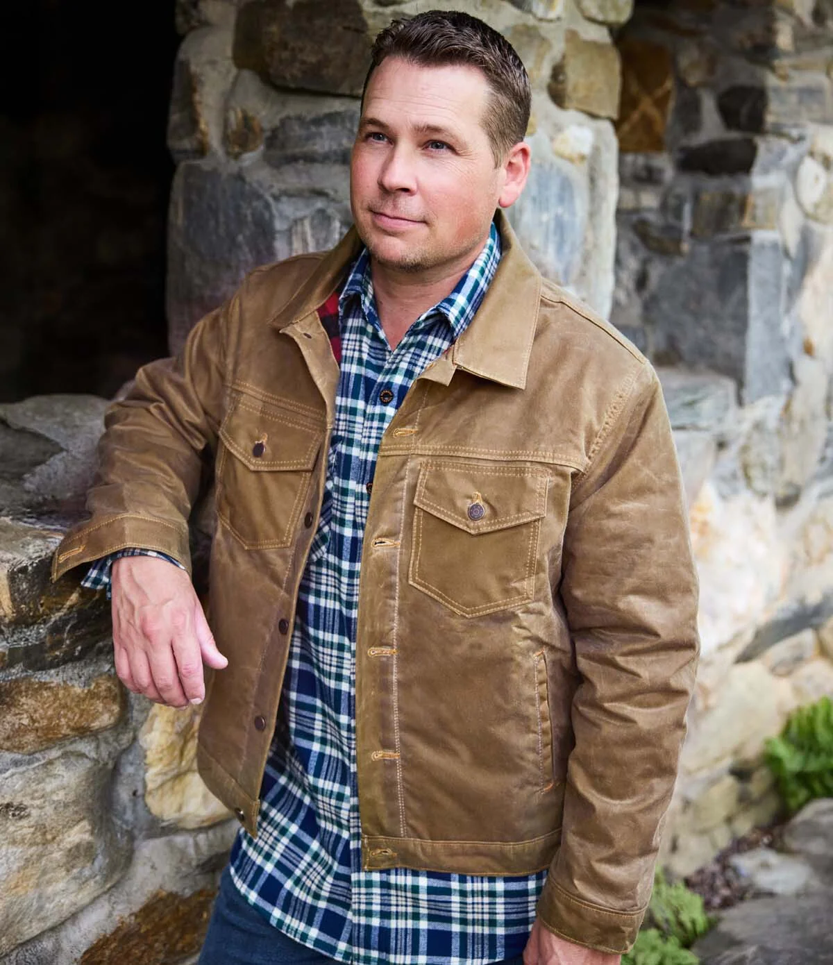 Field Tan '91 Flannel Lined Waxed Canvas Jacket - Image 6