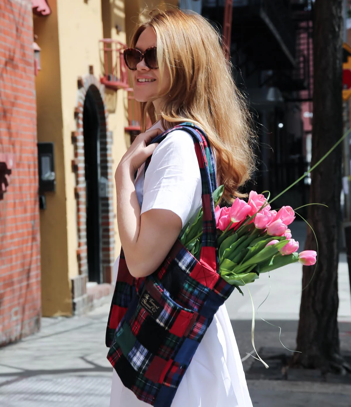 Flannel Tote Bag - Patchwork - Image 5