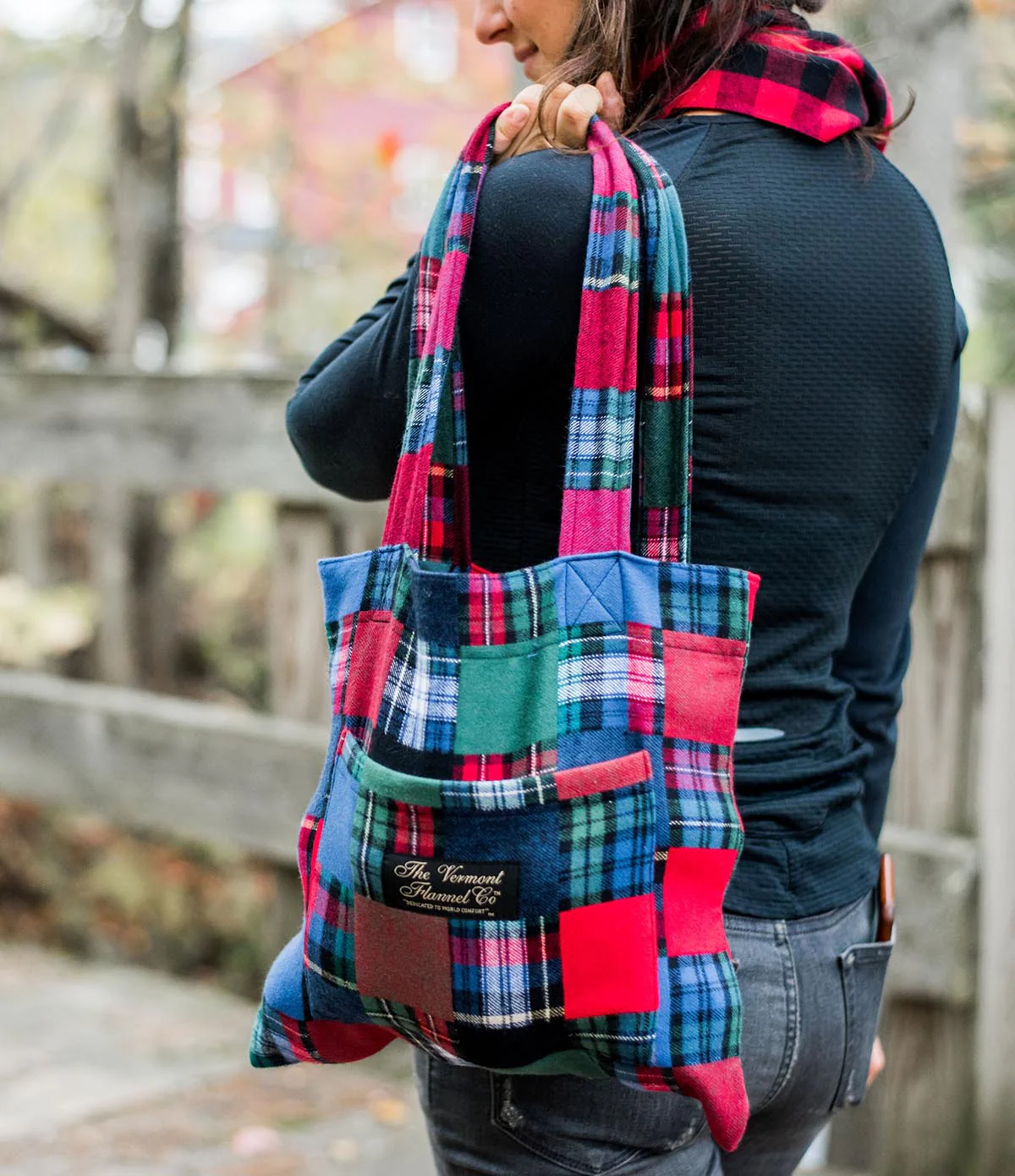 Flannel Tote Bag - Patchwork - Image 6