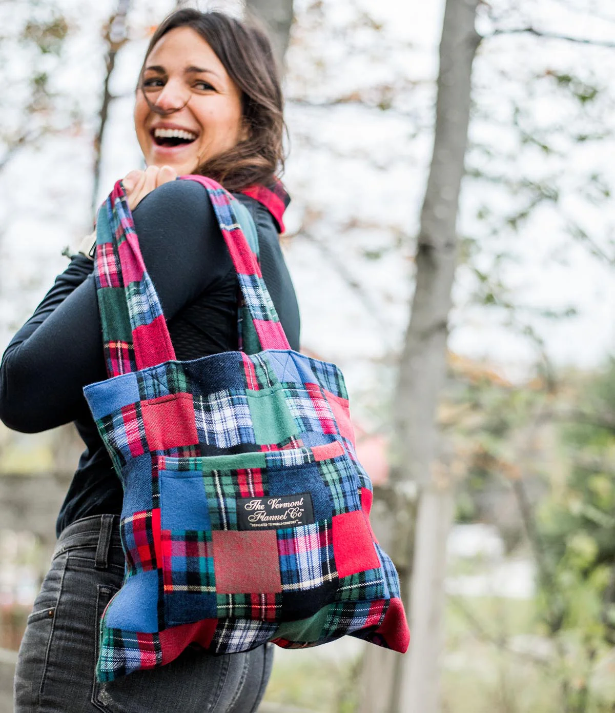 Flannel Tote Bag - Patchwork - Image 7