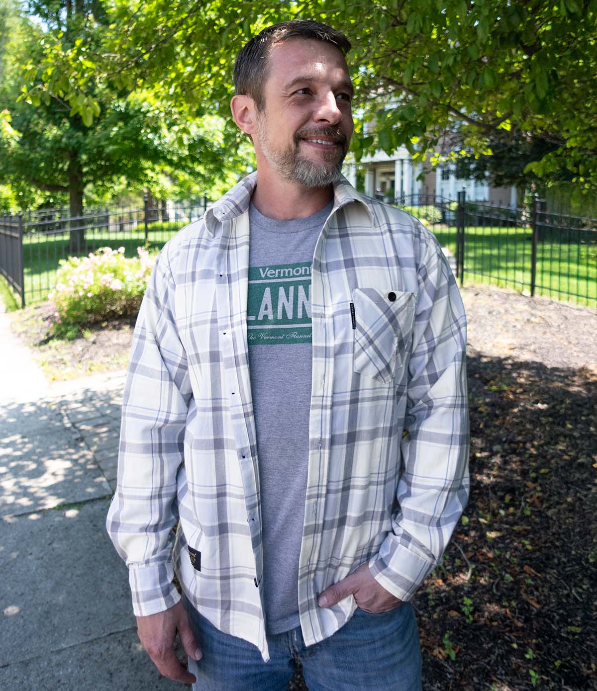 Lightweight Fitted Flannel Shirt - Dorset Gray - Image 3