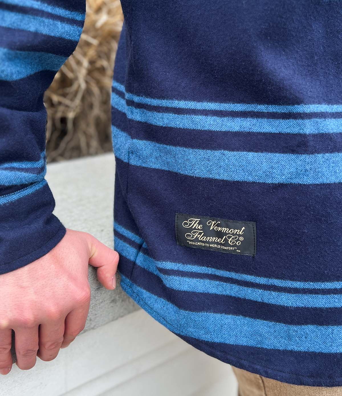 Men's Classic Flannel Shirt - Mansfield Stripe Blue - Image 4
