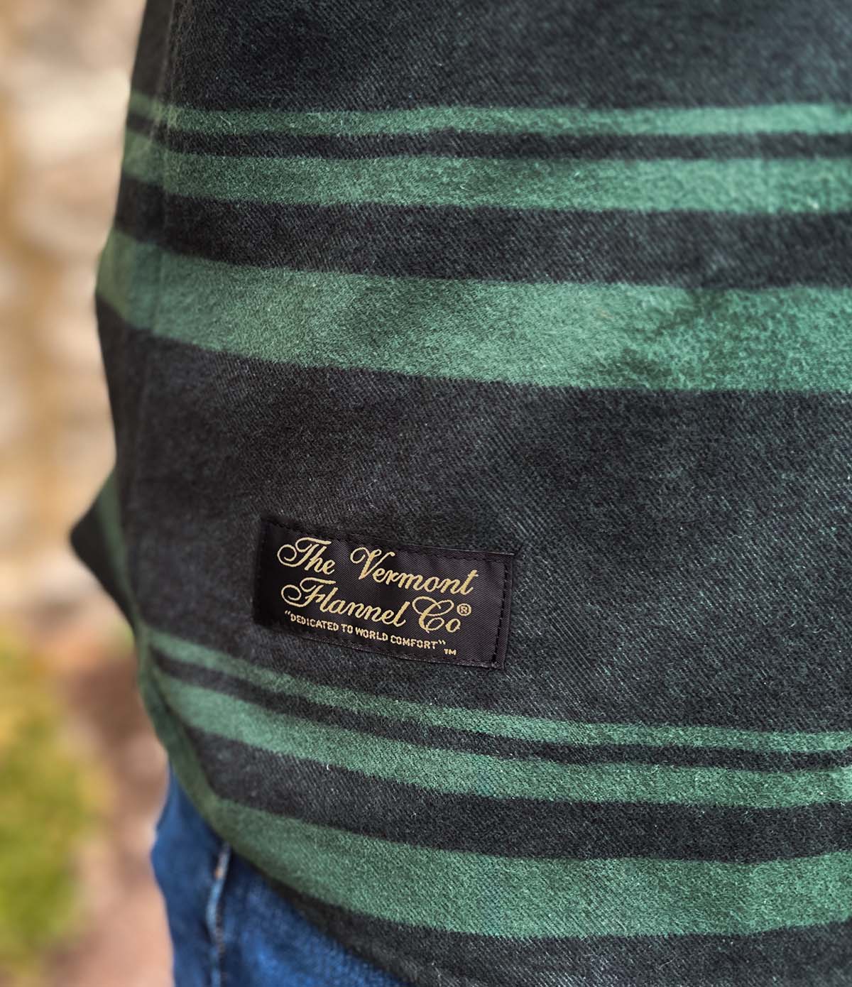 Men's Classic Flannel Shirt - Mansfield Stripe Green - Image 4
