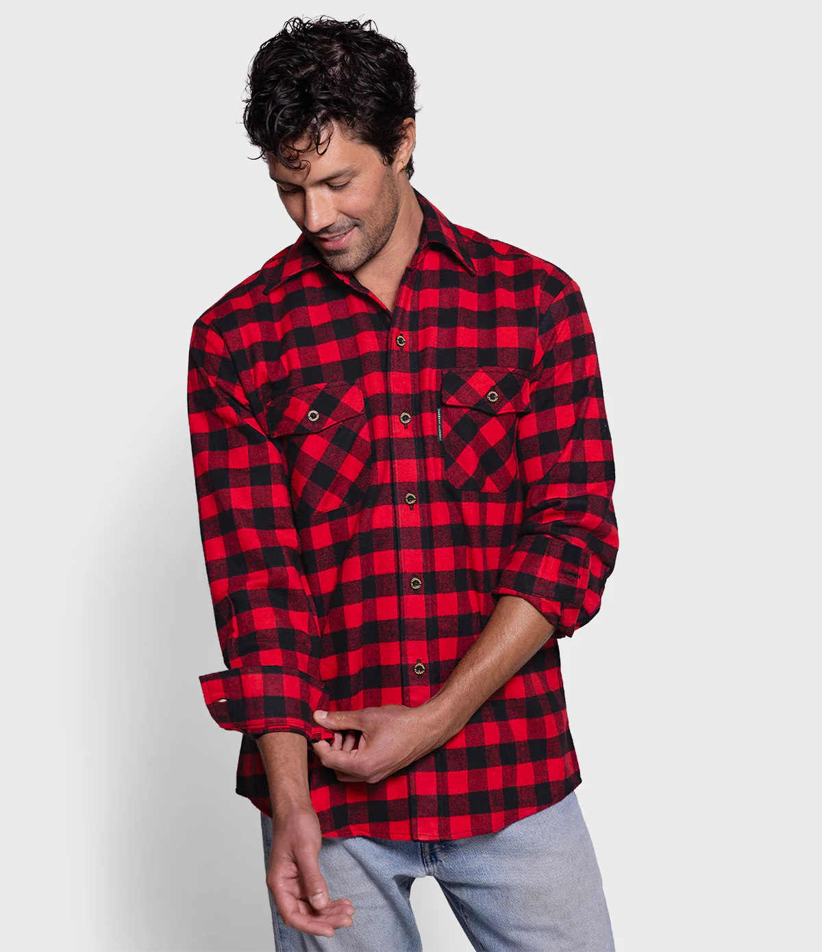 Men's Classic Flannel Shirt - Red Buffalo - Image 3