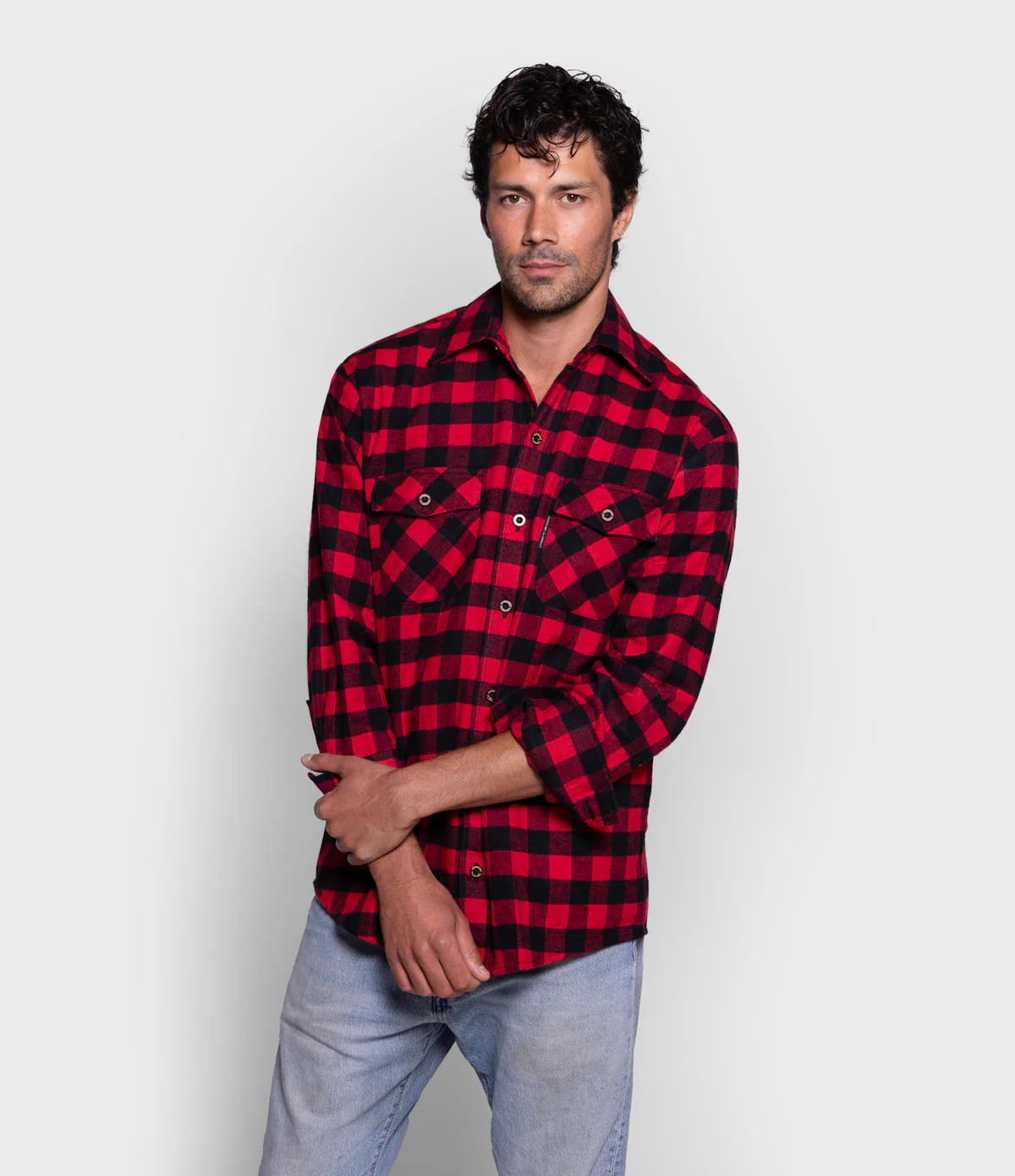 Men's Classic Flannel Shirt - Red Buffalo - Image 4