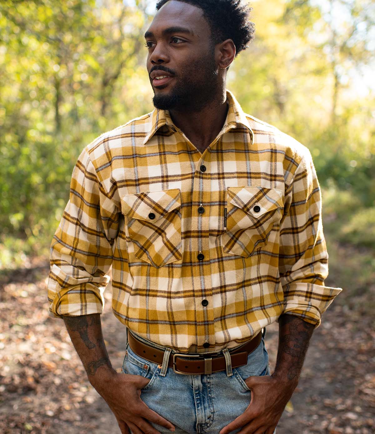 Men's Classic Flannel Shirt - Rokeby Gold - Image 3